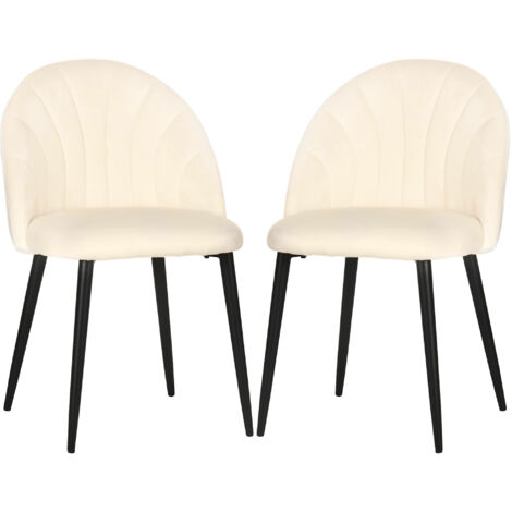 HOMCOM Sedie da Salotto e Sala da Pranzo Imbottite Tessuto Effetto Velluto Beige