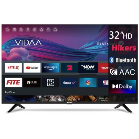 Hikers 32FZ-B Televisore Smart TV - 32 pollici Schermo Smart HD 1366768 Risoluzione Android Compatibile Dolby Atmos Audio Qualità - Nero