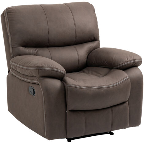 HOMCOM Manual Reclining Chair, Overstuffed Recliner Armchair with Microfiber Cloth Upholstered, 97x90x96cm, Brown (1/5)