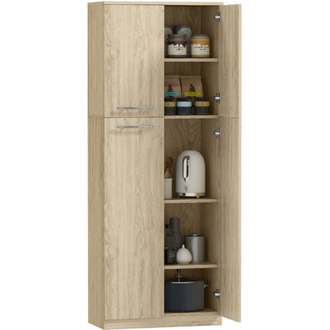 HOMCOM Mobile Portaoggetti con 2 Armadietti e Mensole Regolabili in Legno Rovere