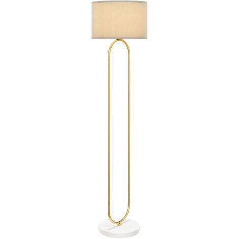 HOMCOM Lampada da Terra con Interruttore a Pedale e Paralume in Tessuto Oro (1/5)