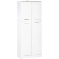 HOMCOM Credenza Cucina, Mobile Dispensa con 2 Armadietti, Mobile Cucina con Ripiani Regolabili in MDF, per Sala da Pranzo, Soggiorno, Salotto, 59x31x155 cm, Bianco