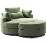 Poltrona Moderna YHL Voyura Q-MYD-2306-LIGHTGREEN Con Pouf Con Contenitore - Verde Chiaro