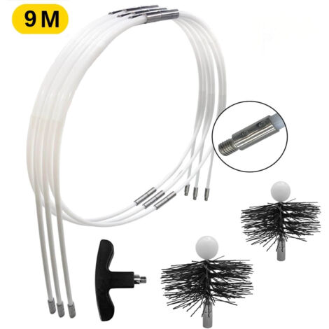 KIT DE RAMONAGE - 9 mètres - Brosses de ramonages diamétres 120 et 150 MM - Poêles à bois et pellets - SHAFFER PRO
