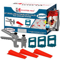 Kit de 150 Croisillons à Cale Autonivelante - 2 mm + 100 Cales - Shaffer Pro