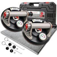 2 Ventouses carrelage professionnelles – Lot de 2 ventouses de pose, levage et manutention carrelage, faïence, dalles, grands carreaux – TilerGrip+ avec valise de transport – SHAFFER PRO