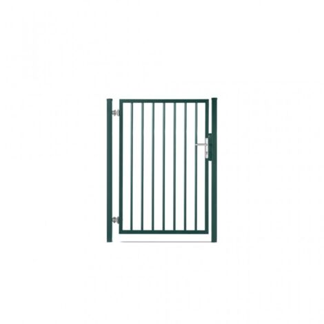 Easycloture – Portillon barreaudé en acier galvanisé 1m passage H 1m80 – Traitement thermolaqué – Sécurisé avec serrure encastrée – Couleur verte
