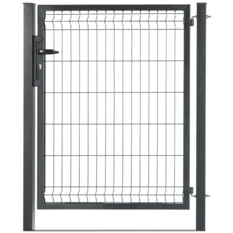 Easycloture – Portillon grillagé en acier galvanisé 1m x H 1m60 – Maille 200 x 50 mm – Passage utile 98 cm – Couleur gris anthracite