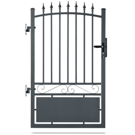 Easycloture – Portillon aluminium tradition style ferronnerie passage 1m – Résistant aux intempéries – Installation sur poteaux à sceller ou platine – Couleur gris