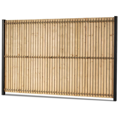 Easycloture – Kit occultation lattes bois pin pour panneau rigide – Maille 55mm – Hauteur 1m93 – Longueur 2m50 – Traitement autoclave classe 3
