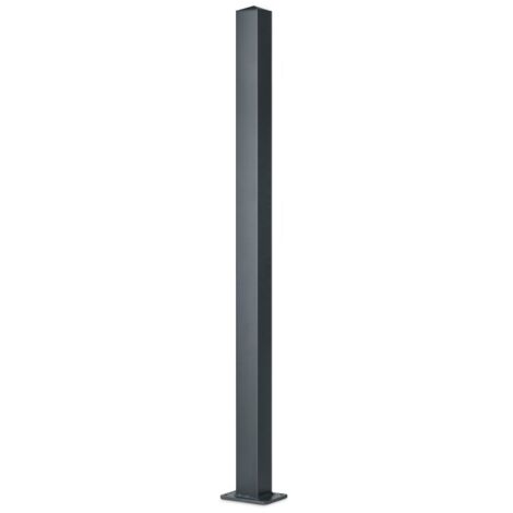 Easycloture – Poteau aluminium sur platine 1,86 m – Section 100 x 100 mm – Chapeau inclus – Couleur gris pour portail et portillon