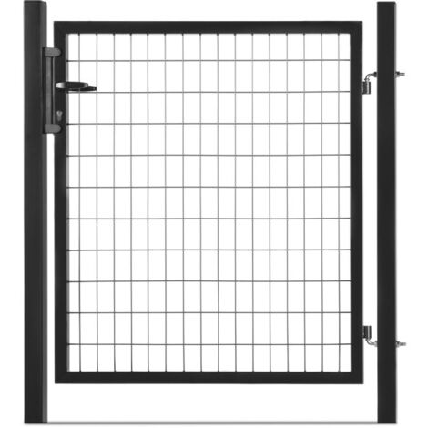 Easycloture – Portillon grillagé en acier galvanisé 1m20 x 1m00 – Maille 100 x 50 mm – Installation avec poteaux à sceller – Serrure encastrée incluse