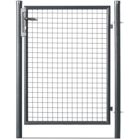 Easycloture – Portillon grillagé en acier galvanisé 50 x 50 – Passage L 1m – H 1m50 – Couleur gris anthracite – Battant simple à sceller