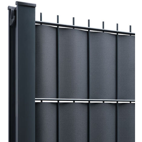 Easycloture – Bande brise vue PVC 2m50 x 1m03 – Montage horizontal – Résistance aux intempéries – Gris anthracite – Intimité garantie (1/4)