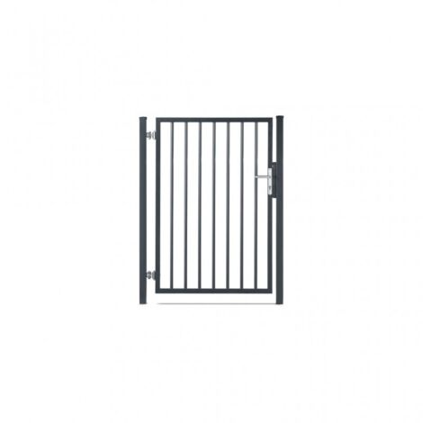 Easycloture – Portillon barreaudé acier galvanisé 1m passage H 1m20 – Ouverture 180° – Traitement thermolaqué – Sécurisé avec serrure encastrée