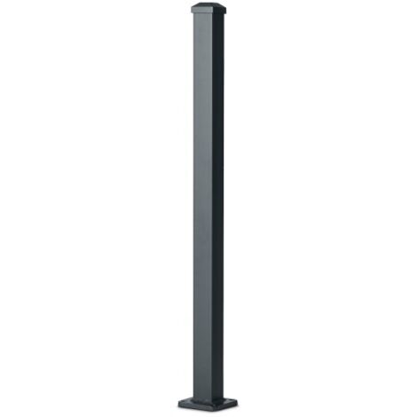 Easycloture – Poteau aluminium sur platine H 86.5 cm – Section 50 x 50 mm – Chapeau inclus – Couleur gris pour clôture esthétique