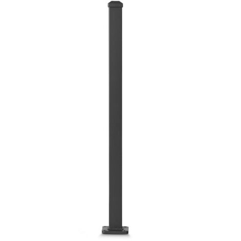 Easycloture – Poteau aluminium sur platine avec chapeau H 86.5 cm – Section 50 x 50 mm – Couleur noir – Installation rapide sans scellement