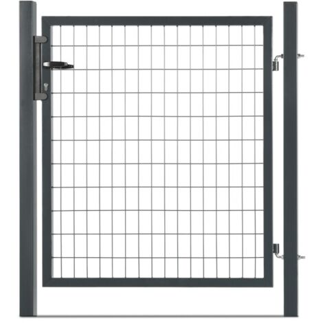 Easycloture – Portillon grillagé en acier galvanisé 100 x 50 – Hauteur 1m50 – Réversible – Serrure intégrée – Pour pose à sceller