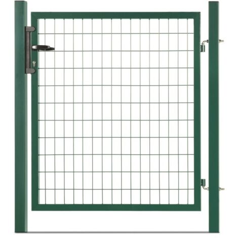 Easycloture – Portillon grillagé en acier galvanisé 1m20 x 1m50 – Maille 100 x 50 mm – Réversible – Serrure intégrée – Poteaux à sceller