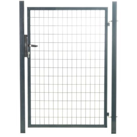 Portillon grillagé en acier galvanisé maille 100 x 50 L 1m x H 2m00 Gris anthracite (1/5)