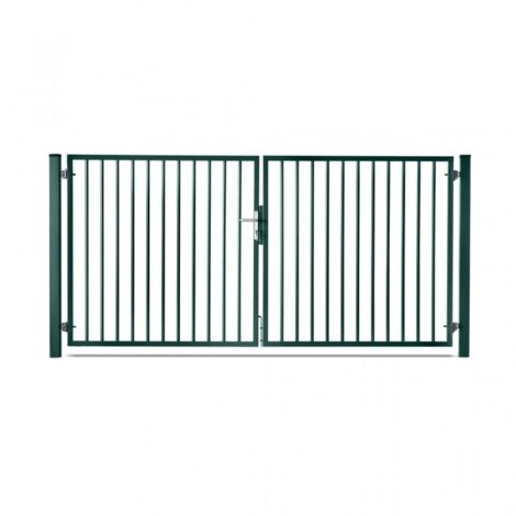 Portail barreaudé acier galvanisé passage 3m00 H 1m50 Vert