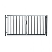 Easycloture – Portail barreaudé acier galvanisé 3m passage utile 3100mm – H 1m50 – Ouverture double battant 180° – Poteaux inclus