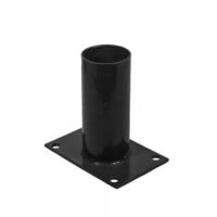 Easycloture – Platine de fixation ronde 60 mm pour portillon grillagé – Acier galvanisé – Hauteur 150 mm – Pas de scellement nécessaire