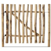 Easycloture – Portillon bois ganivelle 80cm x 1m – Résistant aux intempéries – Piquets en bois fendu – Accessoires inclus : 2 pentures, 2 gonds, 1 loquet