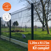 Easycloture – Kit complet grillage rigide avec soubassement 20m – Hauteur 1m80 – Acier galvanisé thermolaqué – Résistance au vent 120 km/h