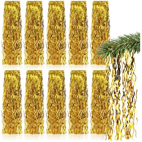 10x Lametta - Guirlanda di Natale in Lametta Oro - Decorazioni di Natale per l'Albero - Tenda di Lametta con Fili Ondulati (1/5)