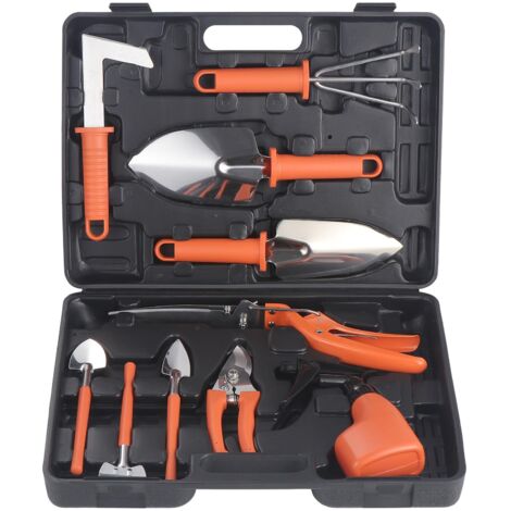 Kit Giardinaggio Completo con Custodia, Regalo per Appassionati (Arancione)