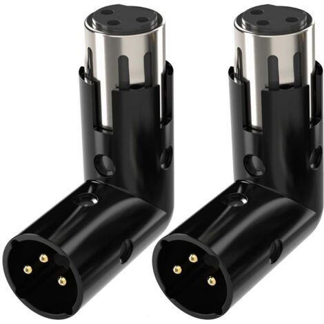 2 pezzi adattatore XLR a 90° maschio e femmina regolabile, convertitore angolato 3 pin XLR. (1/4)