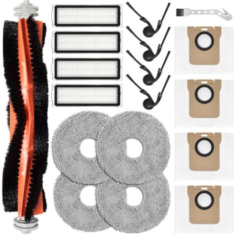 Ricambi per Xiaomi Robot Vacuum 5/5 Pro Aspirapolvere,1 spazzola principale,4 stracci per lavaggio,4 filtri di ricambio,4 sacchetti per polvere,4 spazzole laterali,1 spazzola per pulizia (1/5)