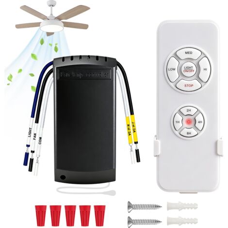 1 pezzo Kit Telecomando Universale per Ventilatore da Soffitto con Funzione Muto, Telecomando Wireless a 3 Velocità, Controllo Luce e 4 Impostazioni Timer.