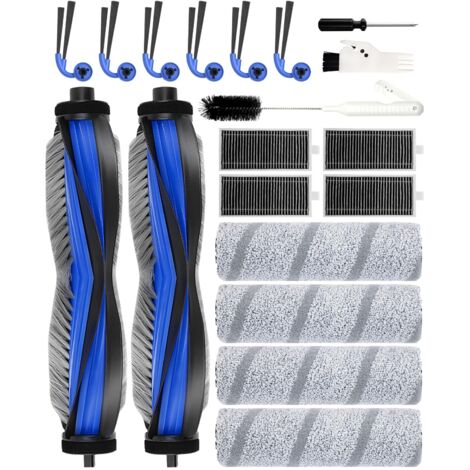 Kit di 19 Accessori per ECOVACS DEEBOT X11 OmniCyclone/X11 Pro Omni: 2 Spazzole Principali, 6 Spazzole Laterali, 4 Filtri HEPA, 4 Panni Pulizia, 1 Spazzola Serbatoio Acqua. (1/5)