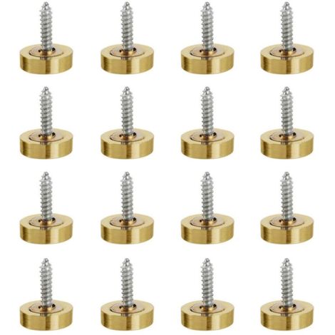 16 Pezzi 16 mm (3/5") Viti Specchio in Acciaio Inossidabile con Capsule Decorative per Tavoli Specchi Pannelli Bagno Armadi Vetro (1/4)