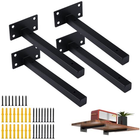 4 Pezzi Staffe Mensola 35CM Supporto a Parete, Supporti Mensola Muro, Angolari Robusti, Supporti Galleggianti Industriali, Piastre Metalliche Retro con Viti Nero (1/5)