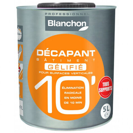 Blanchon – Décapant gélifié pour surfaces verticales 5L – Élimine peintures et vernis en 10 min – Application directe sur bois et métal