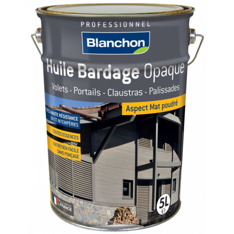 Blanchon – Huile pour bois bardage opaque anthracite 5 L – Protection UV très haute – Application facile en 2 couches – Aspect velouté ultra-mat (1/10)