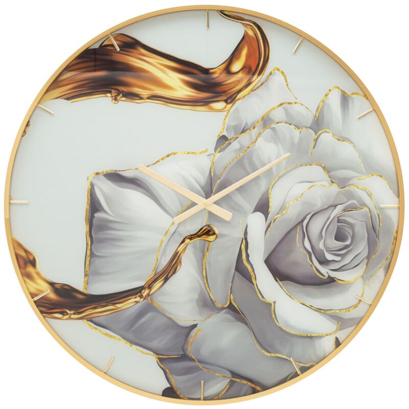 Horloge Murale En Forme De Fleur - Horloge Murale étincelante Avec Horloge Murale Décorative Pour La Maison (diamants Argentés Et Noirs
