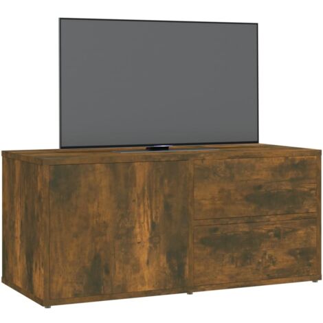 Meuble TV Chêne fumé 80x34x36 cm Bois d'ingénierie, Brun, 815495