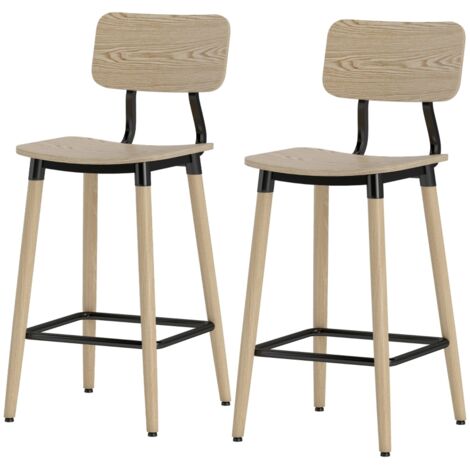 Lot De 2 Tabourets De Bar Scandinaves Velours Cannes Et Bois Par CLP