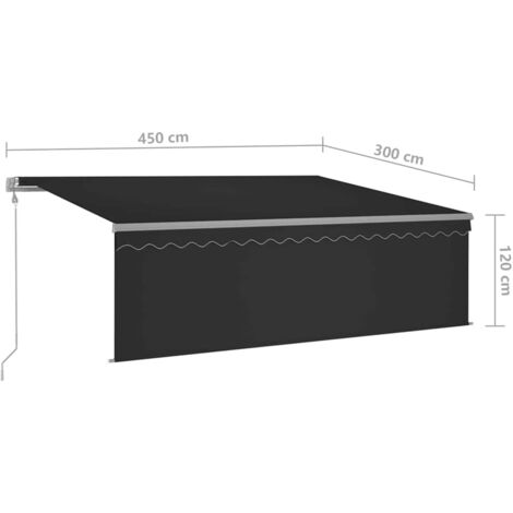 Auvent automatique rétractable avec store 4,5x3 m Anthracite ...