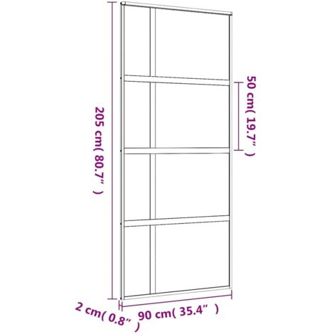 Porte Coulissante 90x205 Cm – Verre ESG Clair, Cadre Aluminium Doré