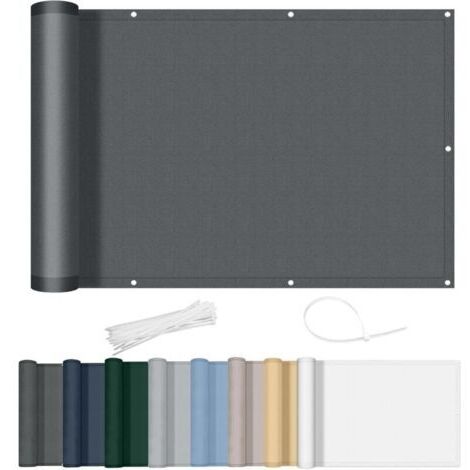 FLITI 90 x 400 cm balcony screen, waterproof, opaque, windproof, with eyelets and cable ties, for outdoor terraces, anthracite
