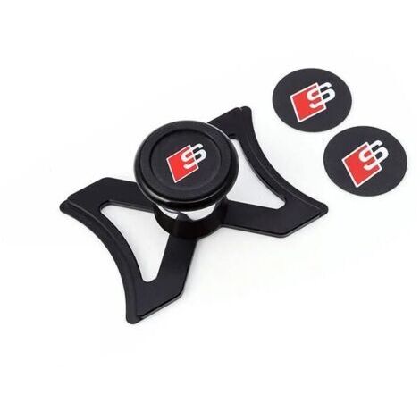 Magnetic phone holder compatible with Audi A3 S3 8V (2013-2019), air vent mount, automatic gravity locking, robust aluminum rear hatch, 360° view.