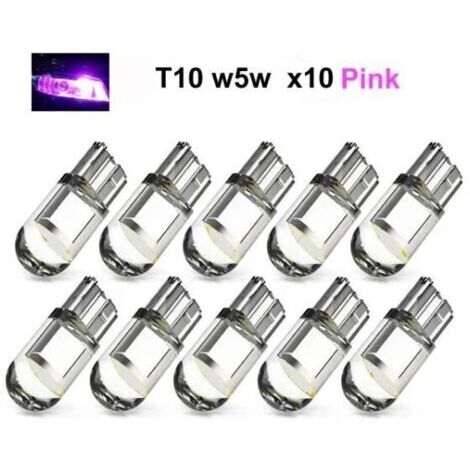 Pack of 10 purple fluorescent tubes, pink LED T10 W5W with 1 COB LED chip, 12V DC, 10 packs FLITI purple (1/4)