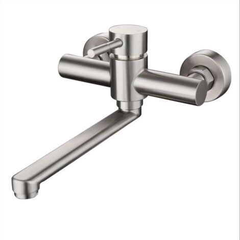 MUMU 360° Swivel Kitchen Sink Faucet, Stainless Steel, Wall Mounted, Hot/Cold Water Mixer (1/4)