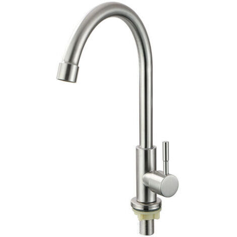 MUMU kitchen faucet, 360° swivel, single-lever kitchen faucet, cold water tap, stainless steel (1/4)
