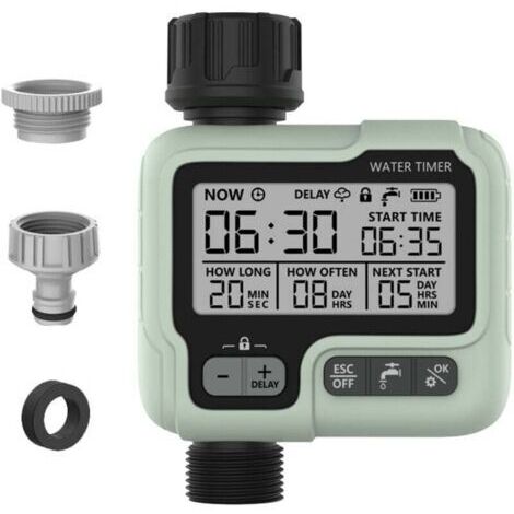 Automatic irrigation computer for the garden, outdoor irrigation controller, sprinkler timer, green, 1712.555.5 cm (1/3)
